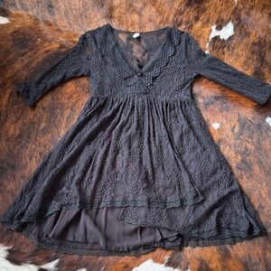 Free People Black Lace Mini Dress